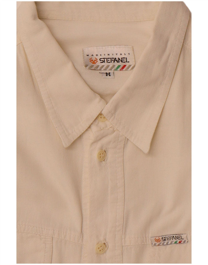 Stefanel Mens Short Sleeve Shirt Medium White Cotton