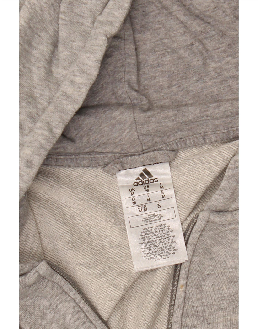 ADIDAS Mens Zip Hoodie Sweater Medium Grey Flecked Cotton