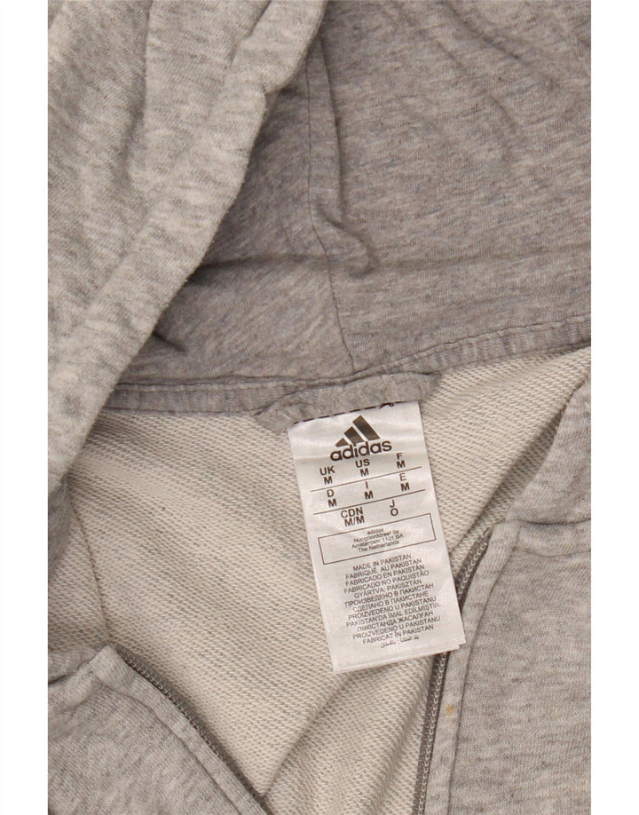 ADIDAS Mens Zip Hoodie Sweater Medium Grey Flecked Cotton
