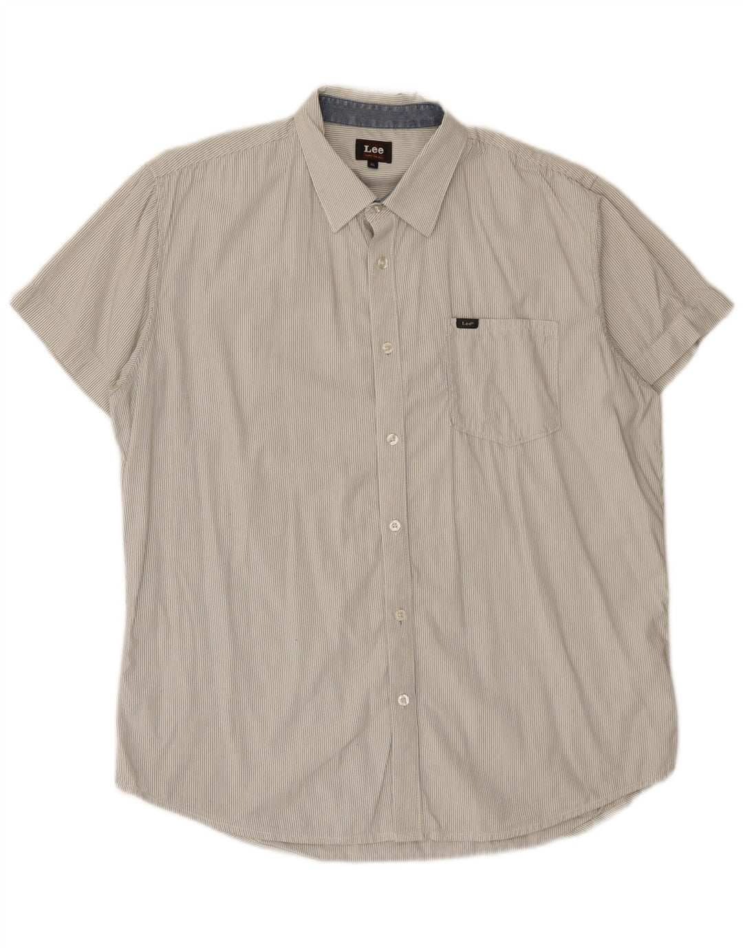 Camicia da uomo Lee XL in cotone gessato bianco