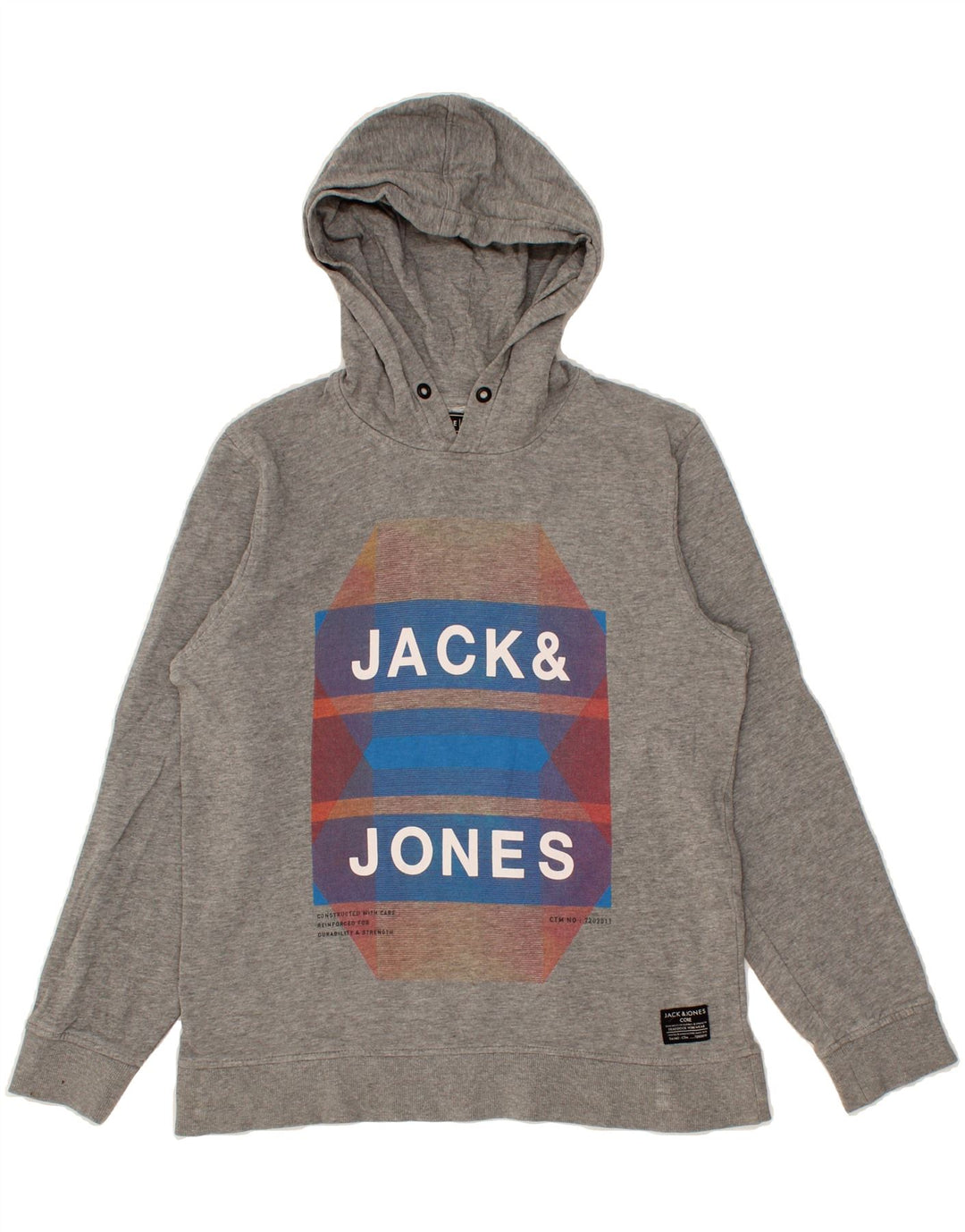 JACK & JONES Mens Graphic Hoodie Jumper Large Grey Cotton Vintage Jack & Jones and Second-Hand Jack & Jones from Messina Hembry 