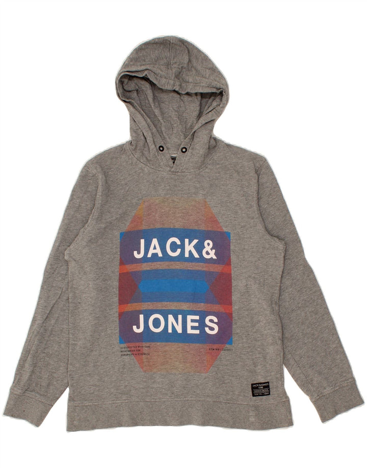 JACK & JONES Mens Graphic Hoodie Jumper Large Grey Cotton Vintage Jack & Jones and Second-Hand Jack & Jones from Messina Hembry 