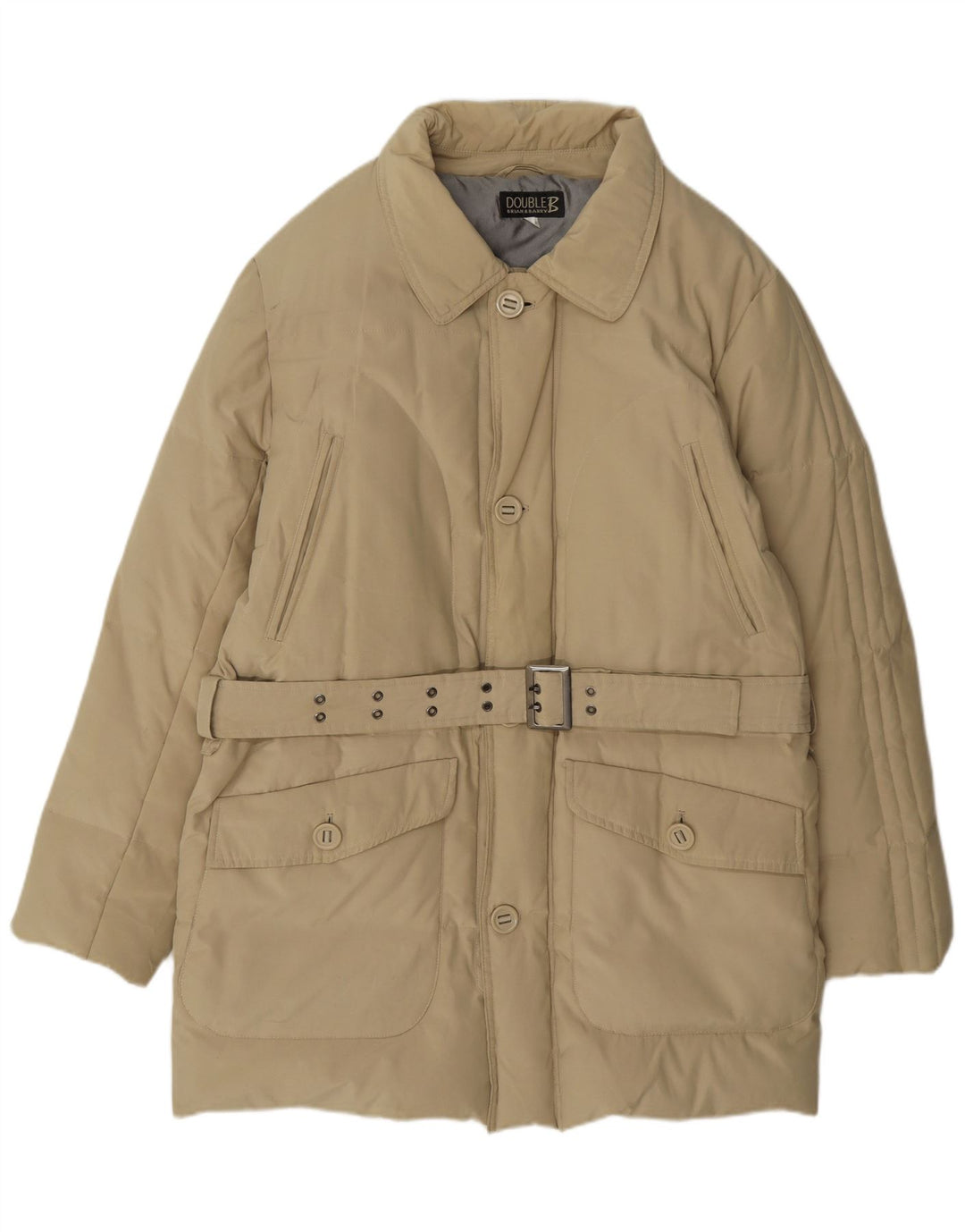 Cappotto imbottito da uomo vintage UK 40 grande poliestere beige