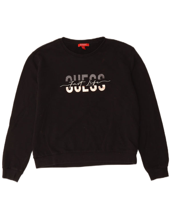 Guess Grafik-Sweatshirt für Damen, UK 16, Größe L, Schwarz, Baumwolle