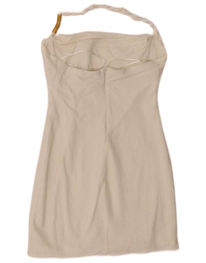 Zara Womens Mini Halter Dress UK 14 Large White Viscose