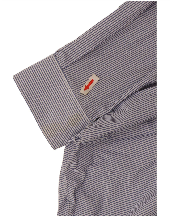 Massimo Dutti Mens Shirt Size 44 17 1/2 XL Blue Pinstripe