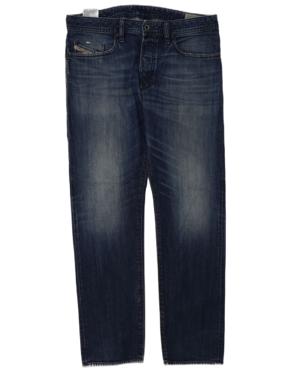 Diesel Mens Buster Regular Slim Tapered Jeans W32 L30 Azul Marinho Algodão