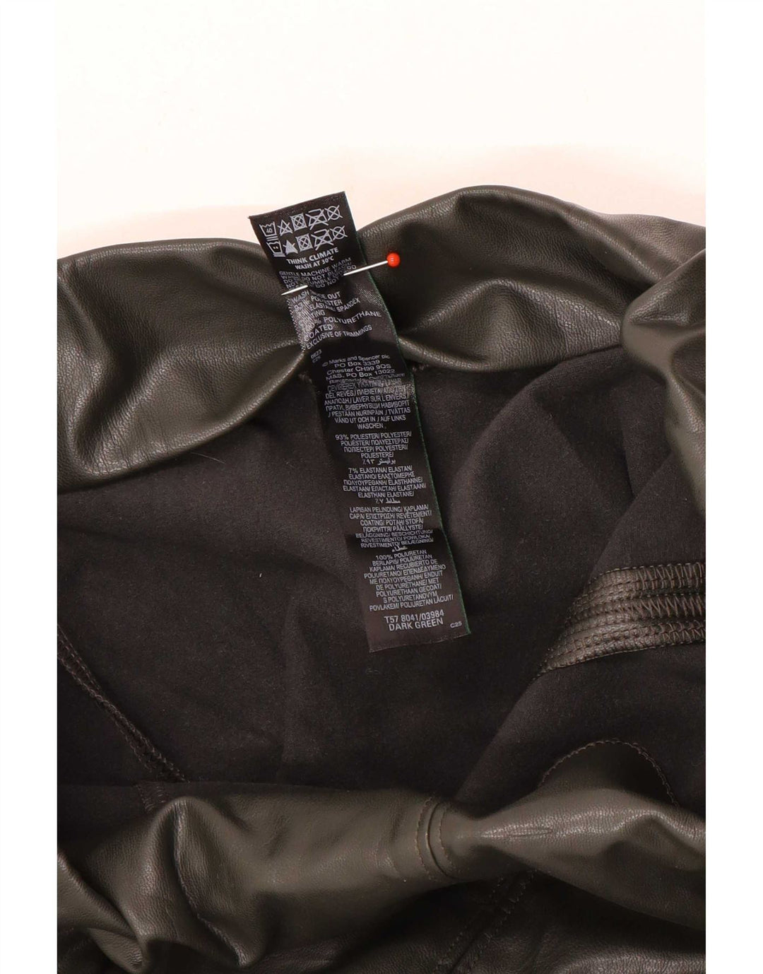 Marks & Spencer Womens Faux Leather Leggings UK 12 Medium Green