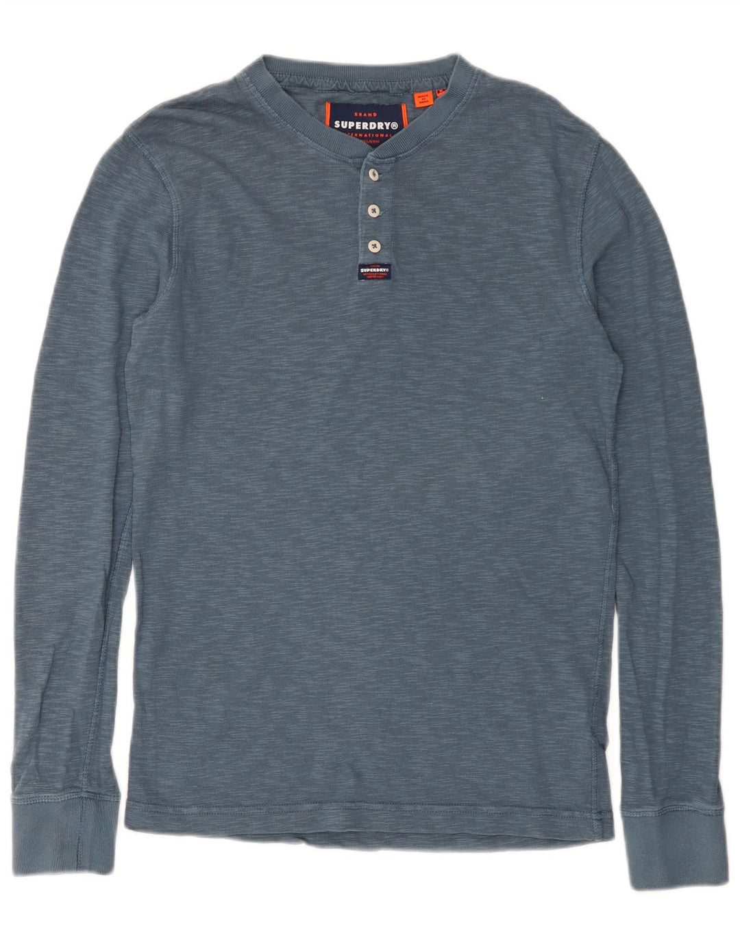 Superdry Haut à manches longues en coton moucheté bleu moyen |