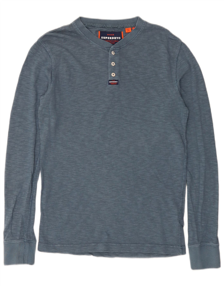Superdry Haut à manches longues en coton moucheté bleu moyen |