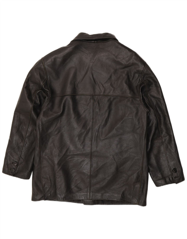Giacca in pelle vintage da uomo IT 50 grande in pelle nera