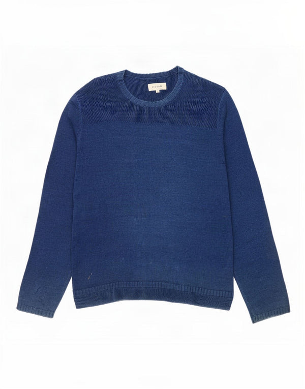 Maglione maglione girocollo da uomo Jigsaw in cotone blu medio