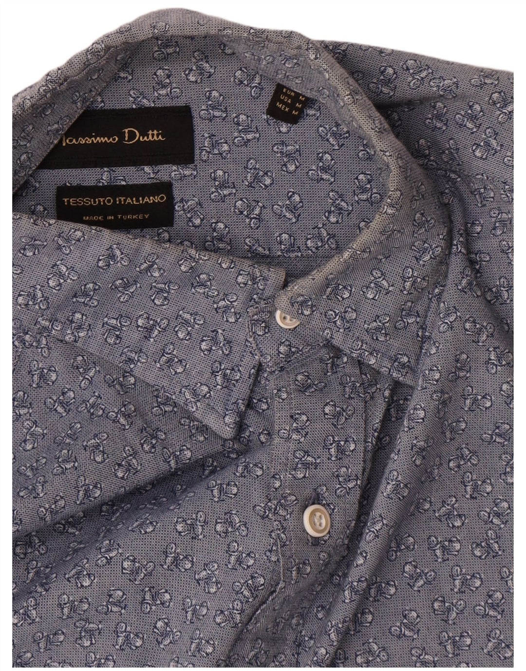 Camicia da uomo con motivo astratto Massimo Dutti in cotone floreale blu medio