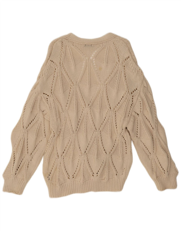 Zara Womens Cardigan Sweater UK 14 Medium Beige Cotton