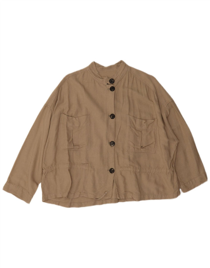 Zara Womens Oversized 3/4-ærmet bomberjakke UK 14 Medium Beige