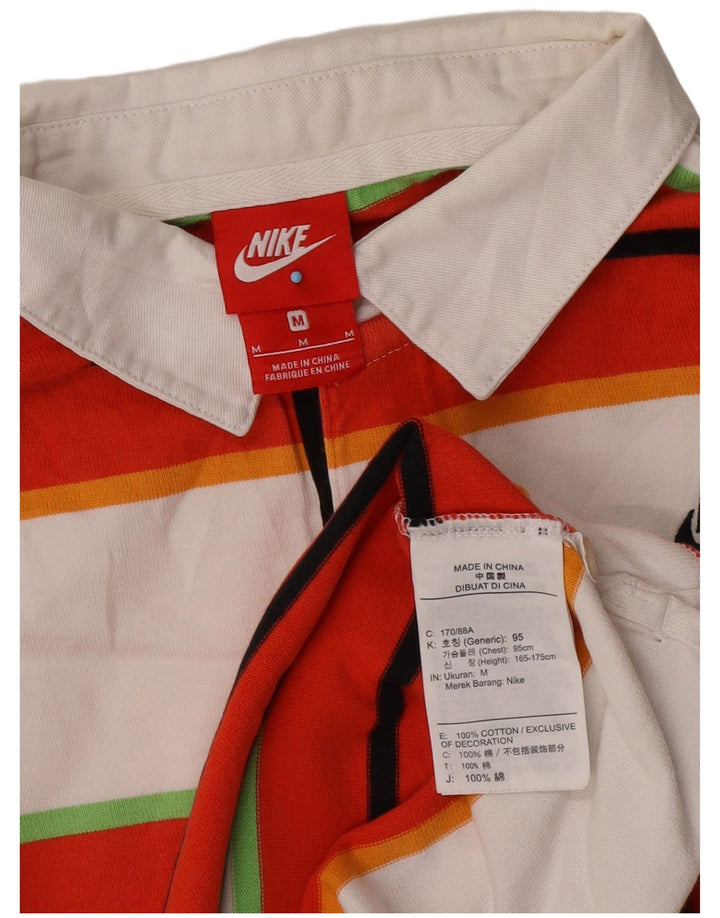 Nike Mens Long Sleeve Rugby Polo Shirt Medium Multicoloured Striped Cotton