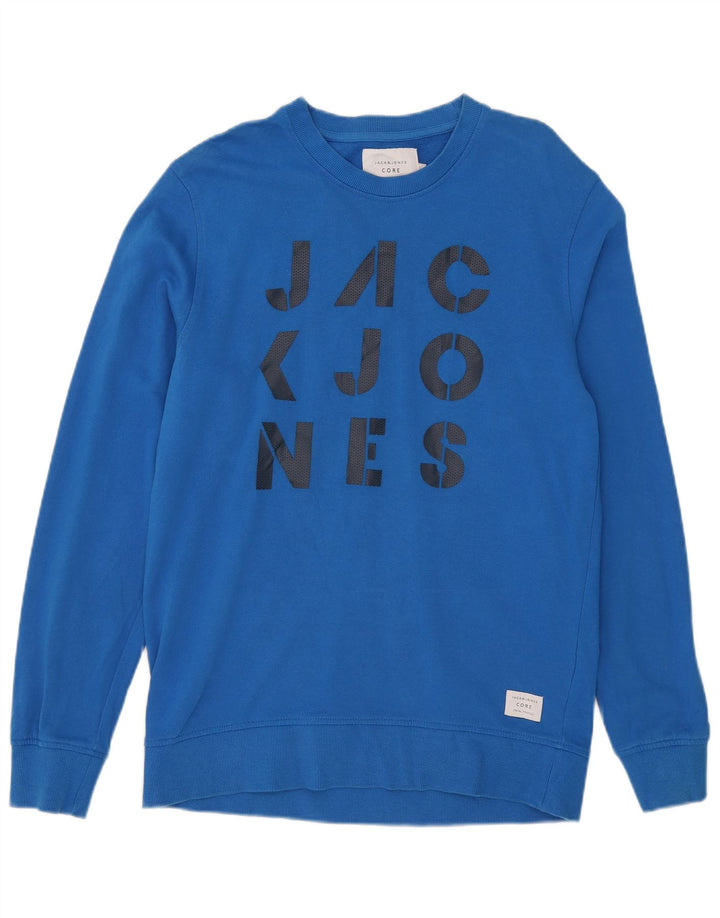 Jack & Jones grafisk sweatshirt til mænd, stor blå bomuld