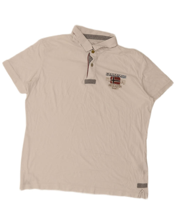 Napapijri Herren-Poloshirt mit Grafik, 2XL, weiße Baumwolle