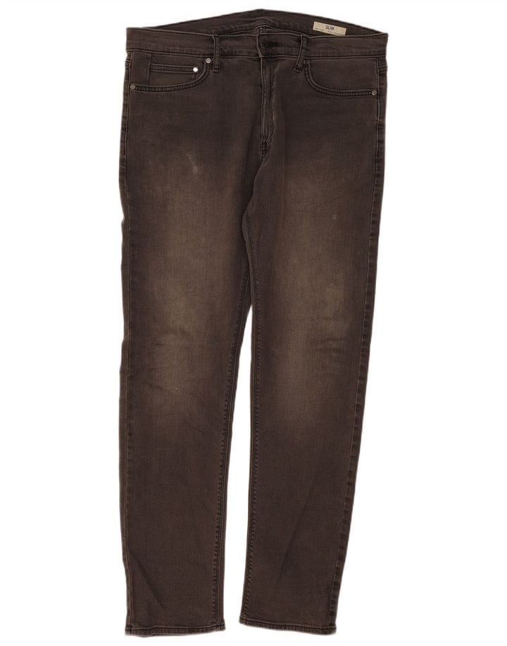 Marks & Spencer Mens Slim Jeans W36 L33 Grey Cotton