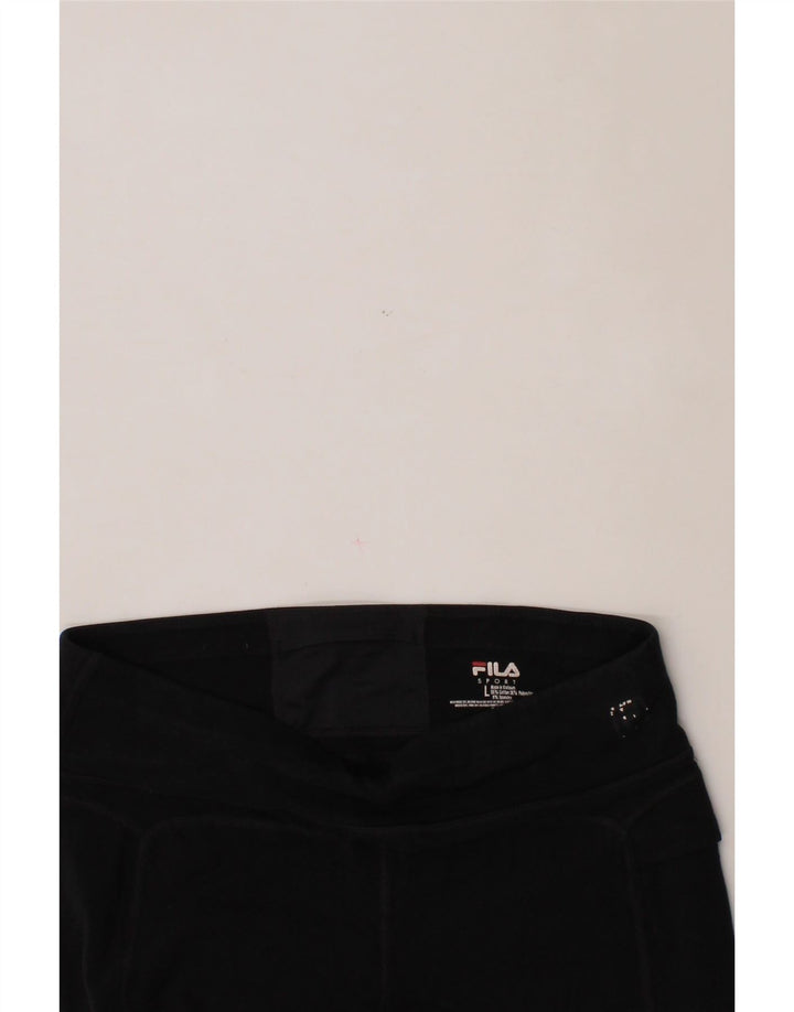 FILA Womens Capri Leggings UK 14 Large  Black Cotton Vintage Fila and Second-Hand Fila from Messina Hembry 