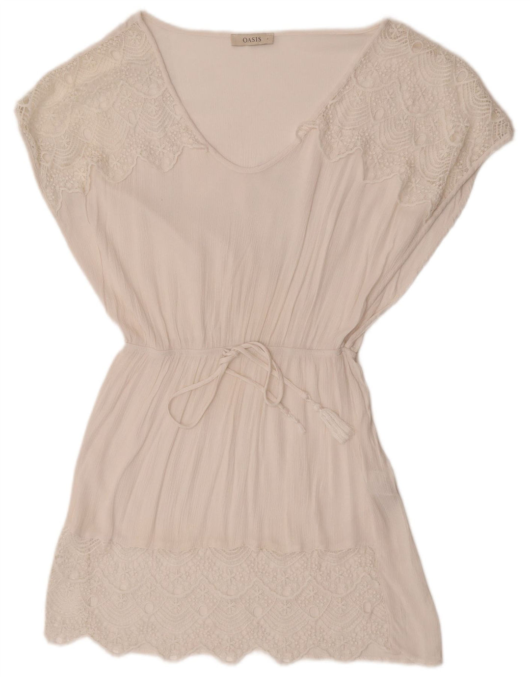 Oasis Womens A-Line Dress UK 10 Small White Viscose