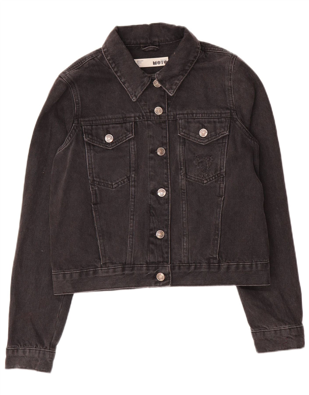 Giacca in denim corto da donna Topshop UK 10 piccolo grigio