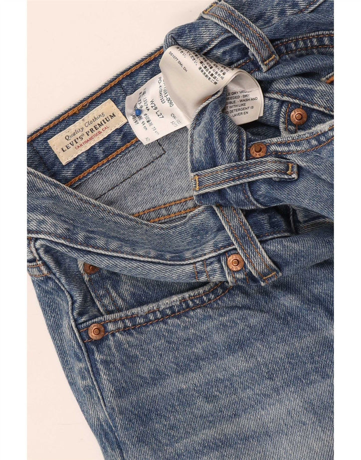 Levi's Womens Ribcage Distressed Straight Jeans W29 L27 Blue Cotton