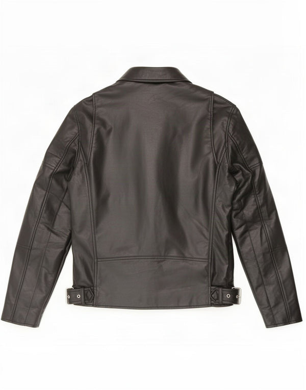 Zara Chaqueta Motera De Piel Sintética Para Hombre UK 38 Medium Negro