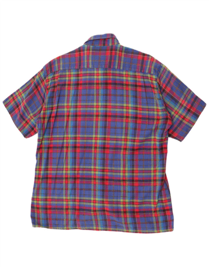 Carlo Comberti Mens Short Sleeve Flannel Shirt Size 41/42 Large Blue Check