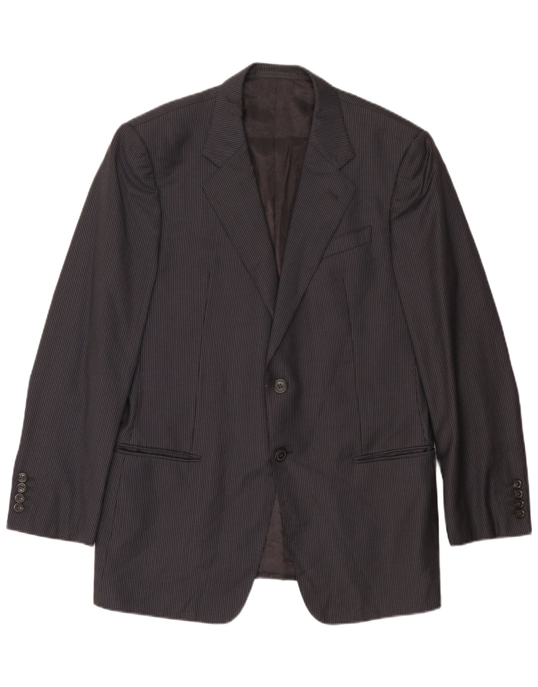 Giacca blazer da uomo a 2 bottoni Armani Collezioni IT 52 grande lana a righe grigie
