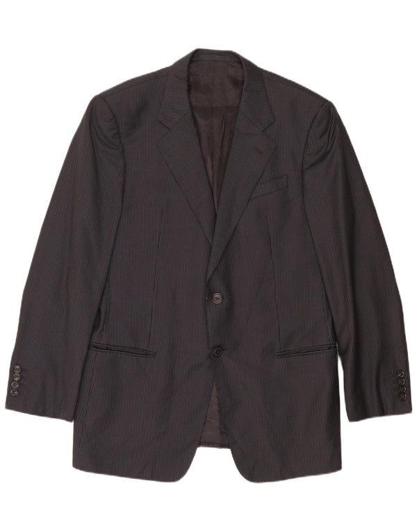 Jaqueta blazer masculina Armani Collezioni com 2 botões IT 52 grande lã listrada cinza