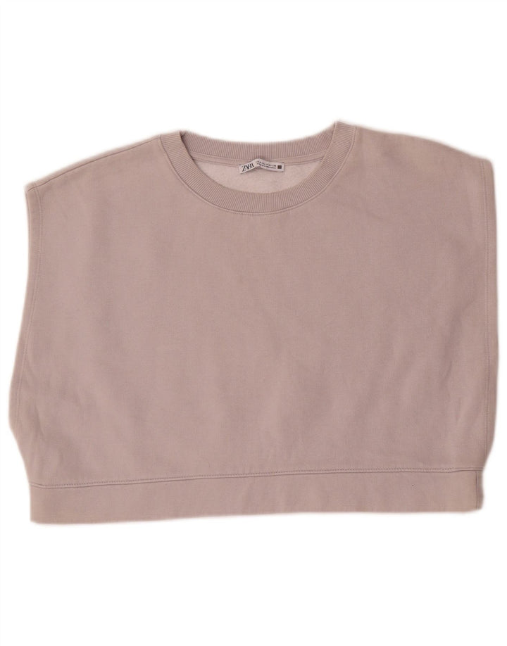 ZARA Damen-Sweatshirt, übergroß, kurzärmelig, Gr. 10, Größe S, Grau