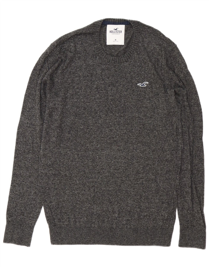 Hollister Mens Crew Neck Jumper Sweater Medium Grey Flecked Cotton