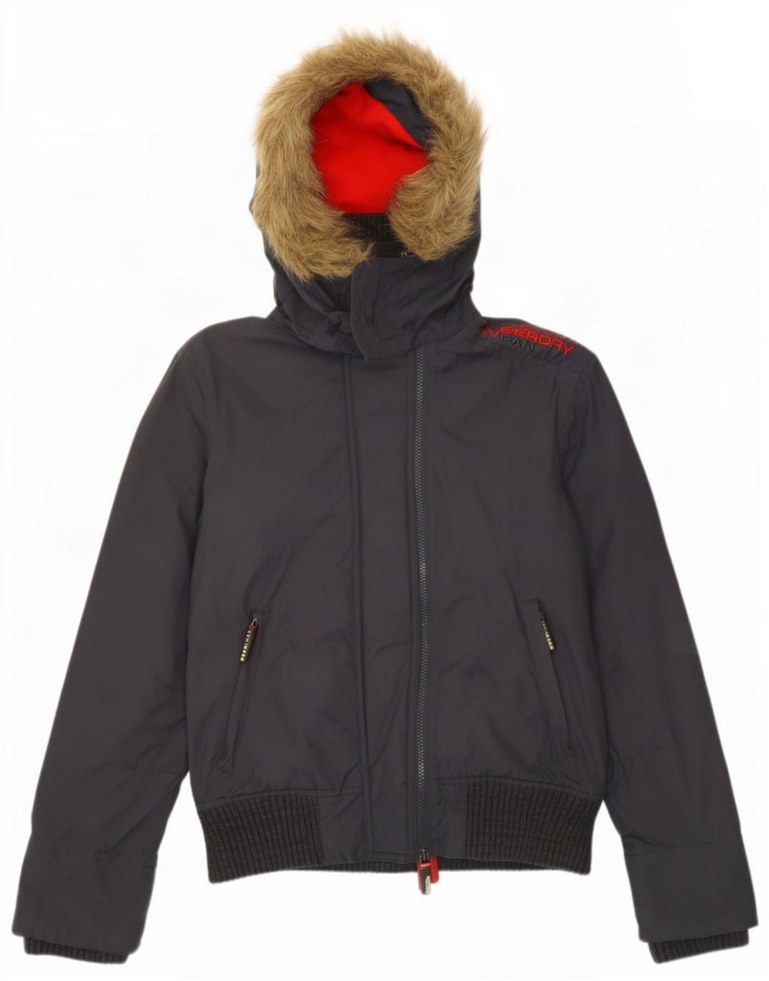 Superdry Womens The Windbomber Hooded Oversized Bomber Jacket UK 6 XS Grey
