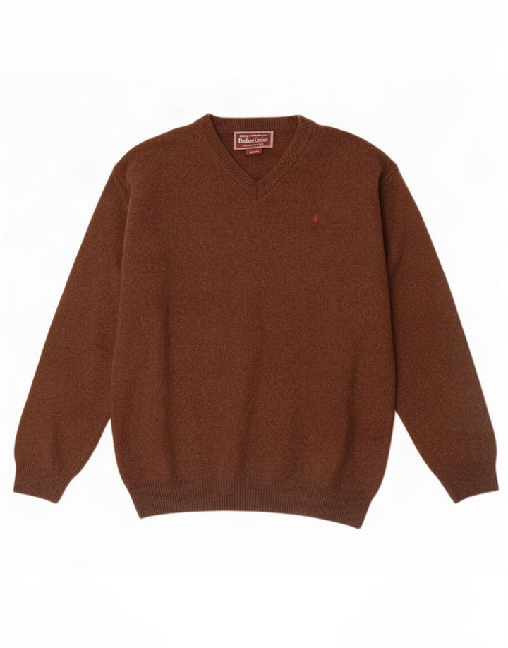 Marlboro Classics Maglione da uomo con scollo a V in lana marrone medio