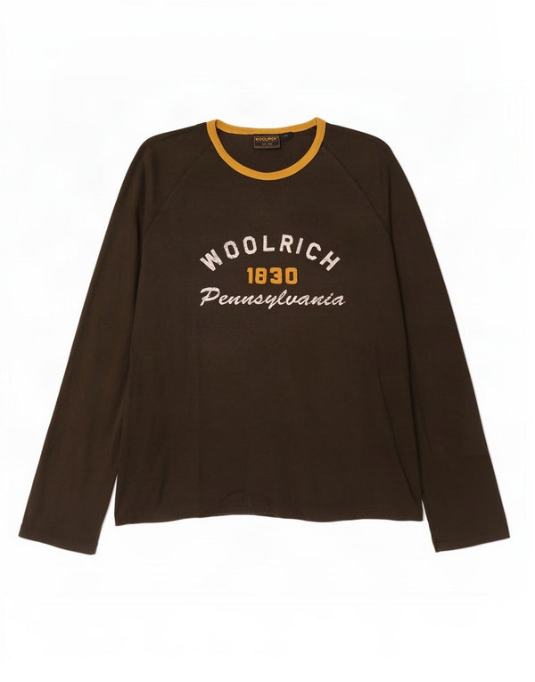 Woolrich Mens Graphic Top Long Sleeve 2XL Brown Cotton