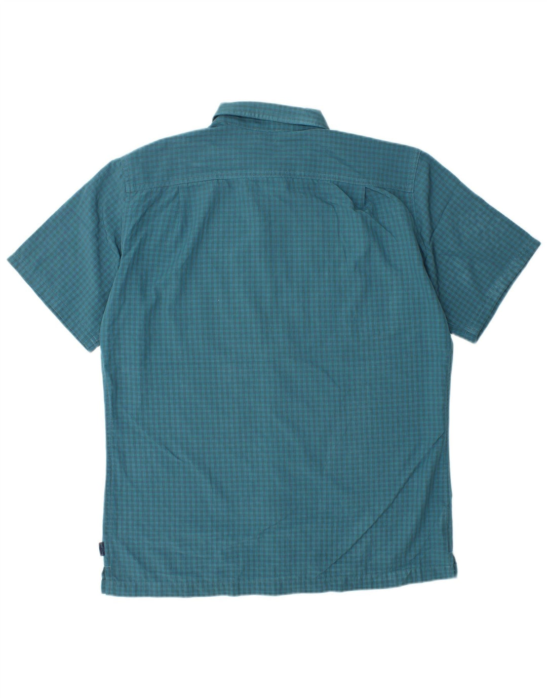 EDDIE BAUER Mens Short Sleeve Shirt Medium Blue Gingham Polyester