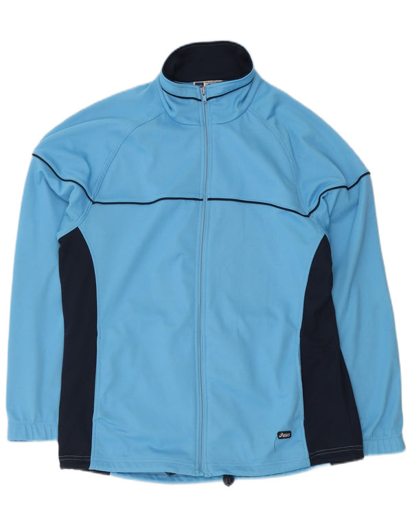 Asics Mens Tracksuit Top Jacket Medium Blue Colourblock Polyester