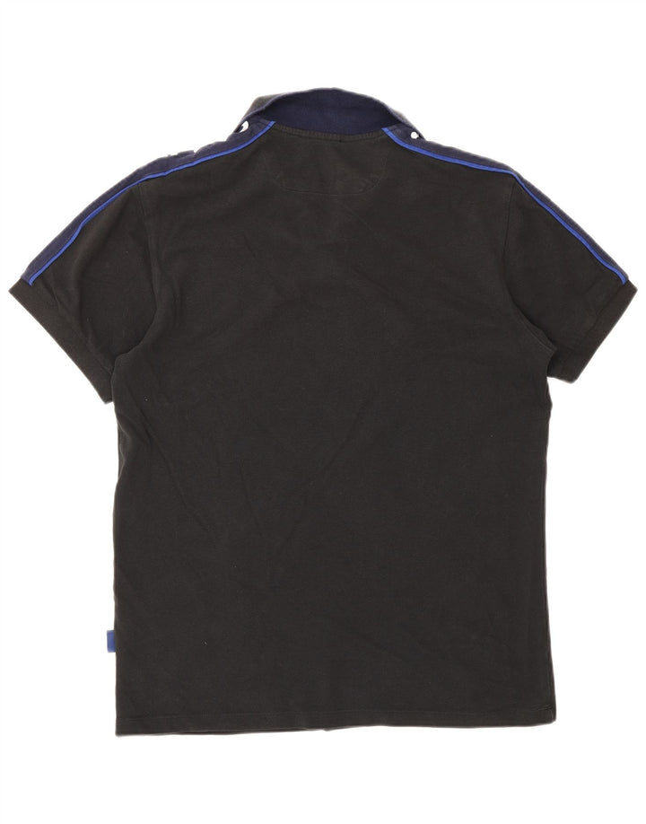 Gas Mens Graphic Polo Shirt Medium Black Colourblock Cotton