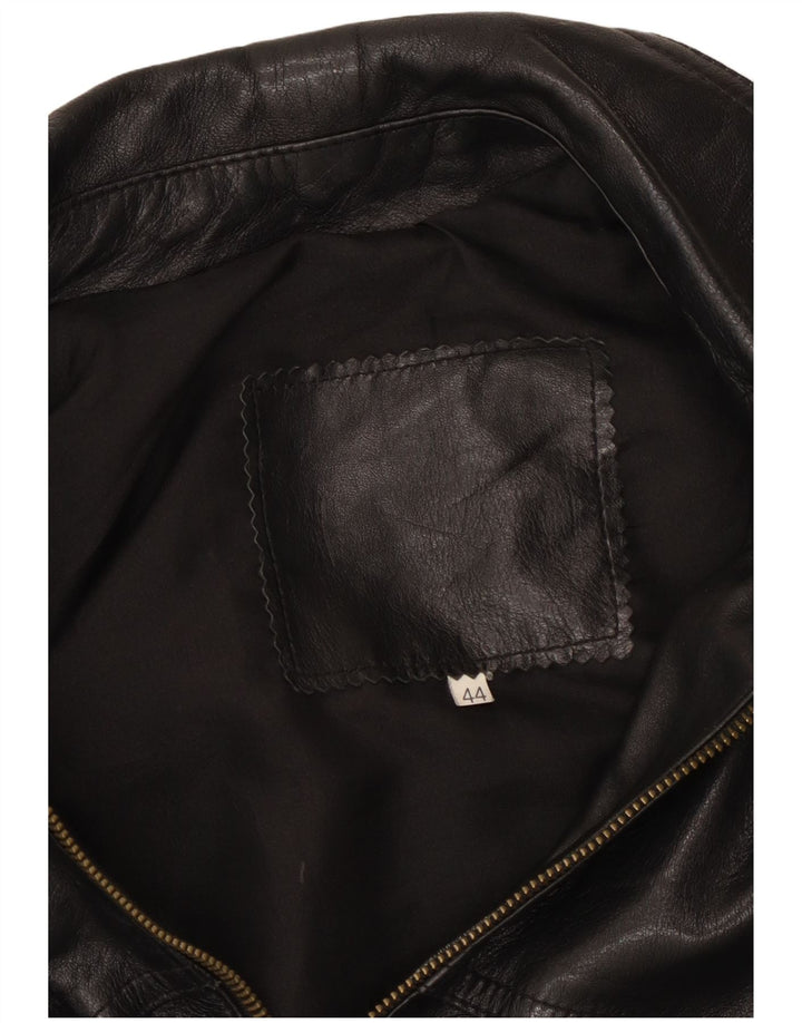 Vintage Womens Leather Jacket IT 44 Medium Black Leather