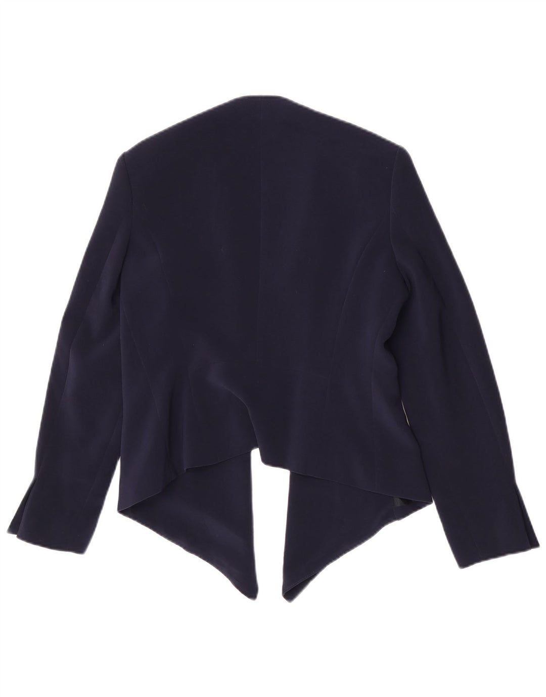 Zara Womens Open Blazer Jacket UK 14 Large Navy Blue Polyester