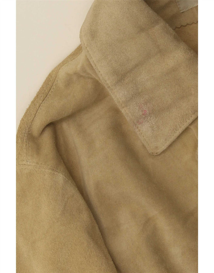 Giacca blazer in pelle scamosciata da donna a 4 bottoni Massimo Rebecchi UK 14 Beige medio