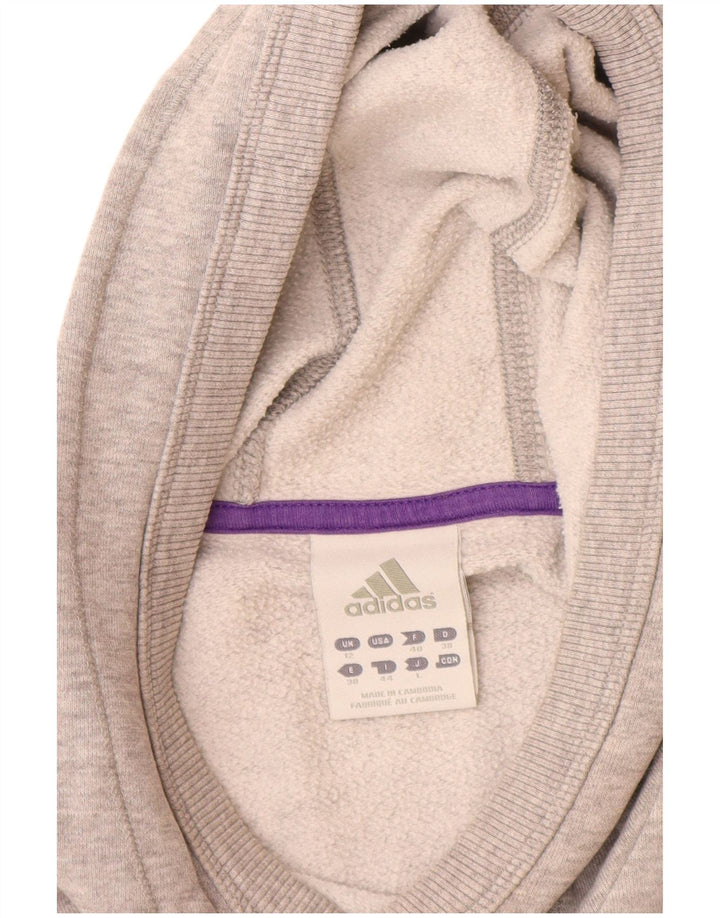 Adidas Womens Graphic Hoodie Jumper UK 12 Medium Grey