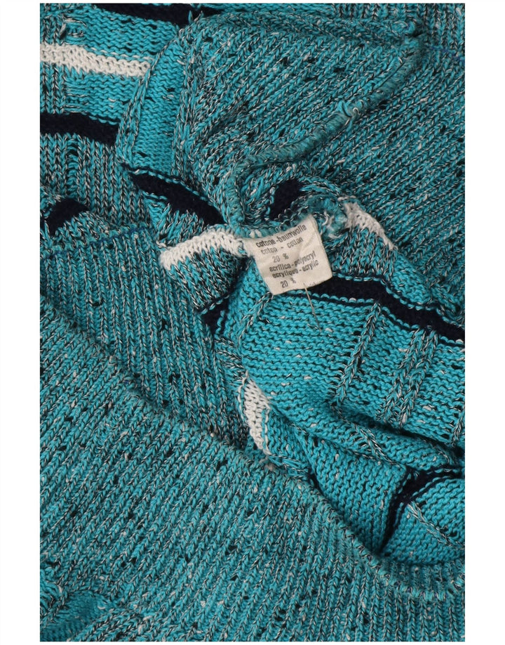 Les Jacquelines Mens Crew Neck Jumper Sweater IT 52 Large Blue Striped