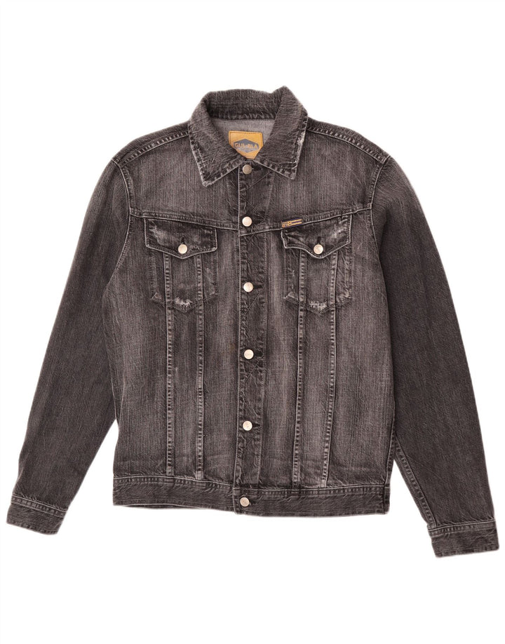 Vintage denimjakke til mænd UK 42 XL sort bomuld
