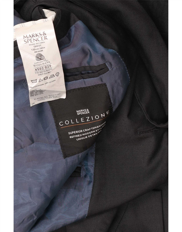 Marks & Spencer Chaqueta tipo blazer de 3 botones para hombre UK 52 3XL Lana gris