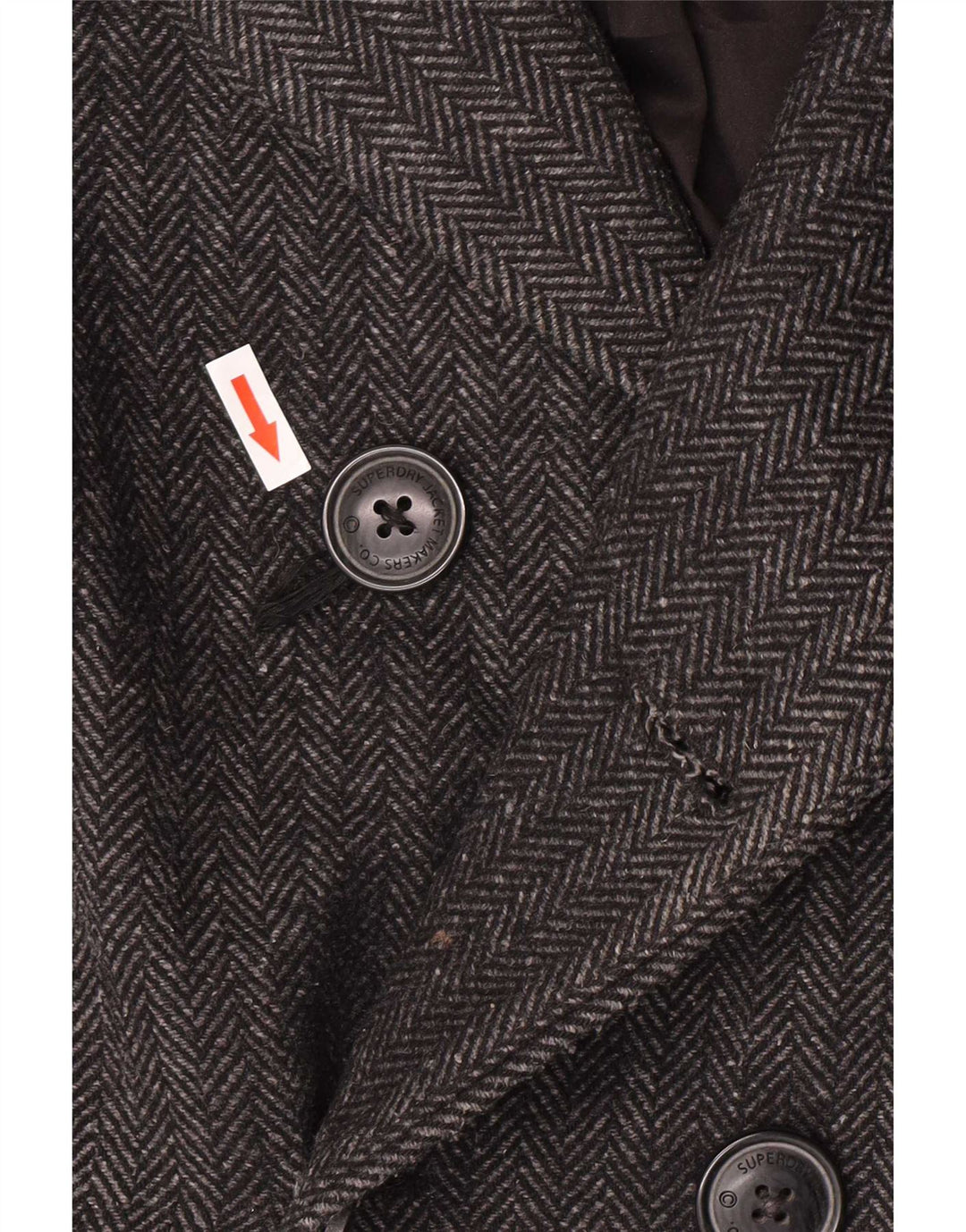 Cappotto da marinaio da uomo Superdry UK 40 Large grigio in lana a spina di pesce Classico