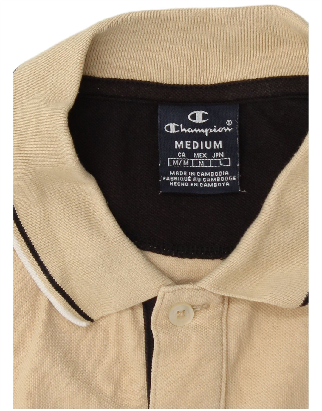 CHAMPION Mens Polo Shirt Medium Beige