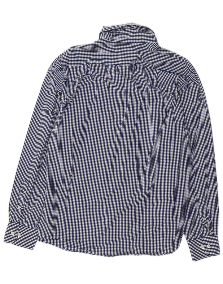 Izod Herren Coupe Ajustee Slim Fit Hemd aus mittelblauer Gingham-Baumwolle