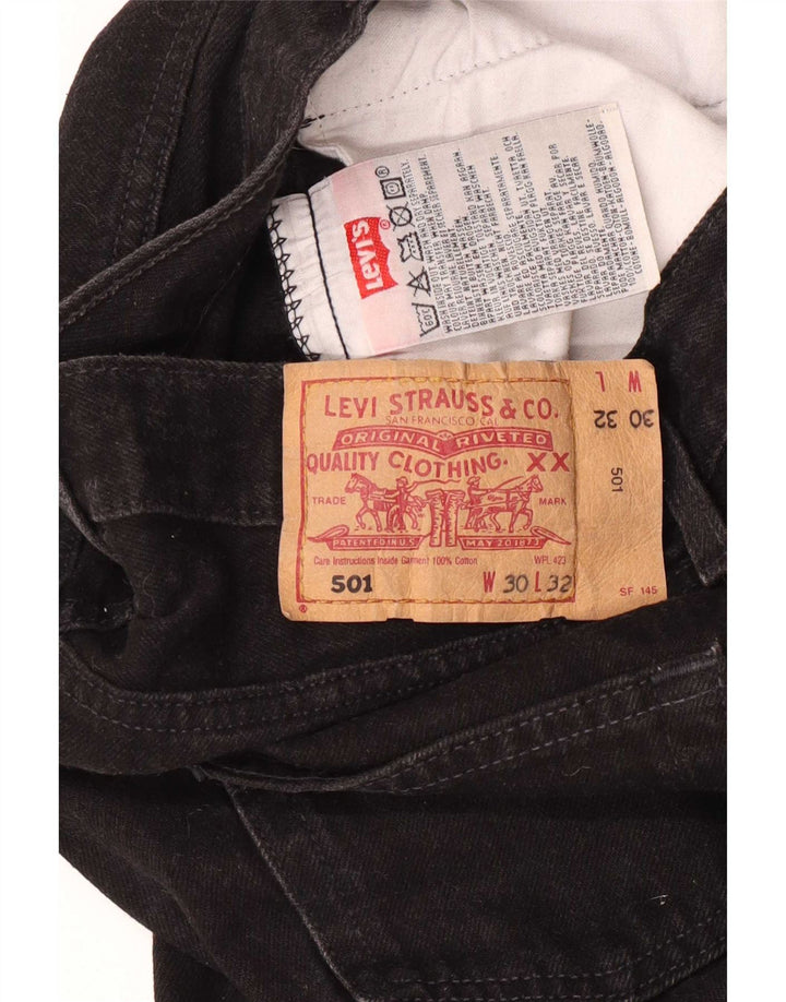 Levi's Mens 501 Straight Jeans W30 L32 Black Cotton